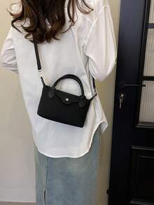 女士时尚休闲百搭撞色面料饺子包，简约尼龙方形包女士手提包，时尚手柄钱包，复古风格手提包，配有可拆卸肩带，适合少女、女大学生、新秀和白领人士的手提包，非常适合办公室、大学、工作、商务、通勤