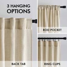 New  Linen Curtains 90 Inch Length For Living Room 2 Panels, Tan Beige Rod Pocket Back Tab Light Filtering Semi Sheer Boho Soft Linen Window Drap Farmhouse Burlap Dr Curtains For Bedroom - 亞麻布 52 寬 x 90 長(2 包) - 查看 6
