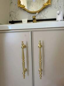 1pc French Luxurious Small Cabinet Door Handle, Gold Color Drawer Pulls, Retro Wardrobe Cupboard Door Handles