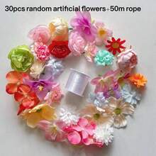 21 件/套多色吊花 DIY 花帘材料包（自行设计并完成），人造花悬挂室内装饰（含 50 米透明线），春夏彩色花朵仿真花悬挂室内装饰，适用于 DIY 婚礼淋浴礼物春季派对装饰、婚房装饰、节日派对装饰、室内外装饰