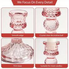 Set de 4/6 piezas de Elegantes Portavelas de Vidrio - Diseño de cristal transparente, adecuado para velas cilíndricas y cónicas, ideal para decoración del hogar, sala de estar, bodas y ocasiones especiales, arreglo romántico de velas