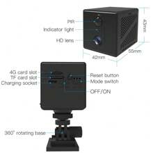 Cameră mini 5MP, viziune nocturnă în interior, supraveghere video, monitorizare securitate, baterie reîncărcabilă 3000 mAh, cameră de acasă, compatibilă cu cartela SIM 4G