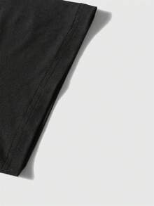 NEON DUSK 男士黑色时尚字母卡通鲸鱼和兔子印花圆领短袖T恤，休闲日常穿着 - 黑色 - 查看 4