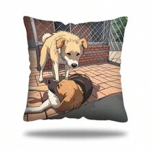 MEMNUN 1pc Cute Puppy Design Square Pillowcase - Zip Closure, Machine Washable Polyester Smart Dogs Pet-Theme Printed Pillow Cover Perfect For Sofa & Home Festival, Birthday Party Decor, 17.7inches (Pillow Core Not Included) Gifts Graduation School Decor School Surprise Dormitory Decor Back To School Home Decor Room Decor School Supplies - Multicolor - View 17