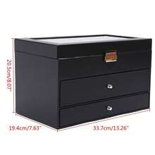 Hộp đựng đồng hồ 25 ngăn có nắp kính Hộp đựng đồ trang sức Hộp đựng kính râm Hộp đựng đồ lưu trữ khi quay lại trường học - màu đen - Xem 4