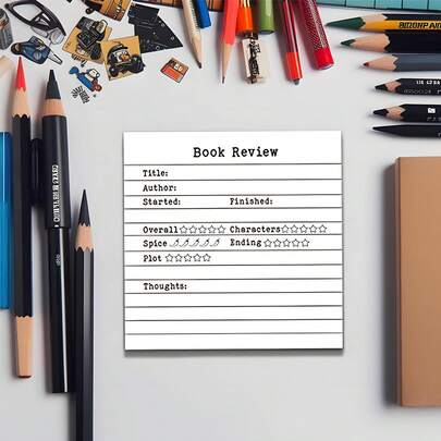 50 Book Review Notes, Self-Adhesive Reading Notes, Bookworm Gifts, Portable Reading Diary, Reading Notes