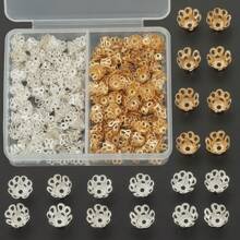 300pcs/Box Random Color Mixing + Random Color Mixing/Golden+Silvery/Golden+White K/KC Golden+Silvery/KC Golden+White K/White K+Silvery Little Cup Shaped Beads Caps For DIY Jewelry Making, Accessories & Parts