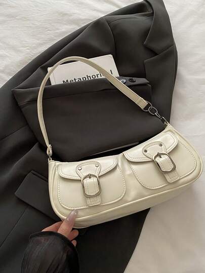 新款时尚双口袋装饰托特包，适合聚会、郊游、度假、购物和日常使用，可容纳硬币、手机，也适合作为办公室女士、大学生和工人的工作包，优雅的女士包