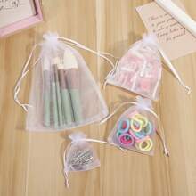 50 sacos de presente de organza com cordão, joias, doces, festa de casamento, bolsas de rede para lembrancinhas