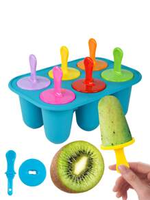 Molde de silicona para paletas heladas de 6 cavidades con tapa, fácil de limpiar y desmoldar, con opciones de colores múltiples, ideal para hacer helados caseros para niños y familias en verano