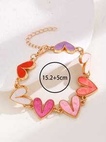 1pc Colorful Heart-Shaped Bracelet For Women, Fashionable & Cute, Ideal Gift For Girlfriend, Best Friend, Suitable For Daily Wear, Party, Festival