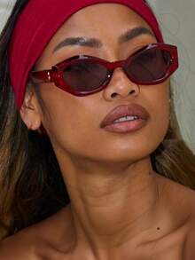 新款复古多边形猫眼时尚眼镜，时尚奢华水钻镶嵌镜腿，男女通用高端街头按扣眼镜，适合日常佩戴 - 彩色 - 查看 4