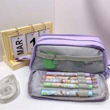 Sanrio Sanrio License 6pcss/Box My Melody & Hello Kitty & Kuromi & Cinnamoroll & Pochacco Gel Blue Pen With Large Capacity Pen Case Set - Cute Cinnamon Dog And Friends Themed Erasable Cute Pens, Erasable Ink, Made Of Plastic, Animal Design - Sanrio Characters Back To School Supplies School Essentials