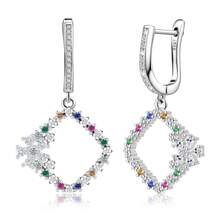 Orecchini in argento sterling, orecchini di moda con pendente a fiore in zirconia cubica colorata, adatti per uso quotidiano, regalo di compleanno e festa della mamma