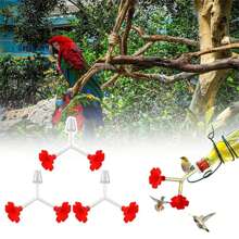 3 Packs Floral Hummingbird Feeder Tubes And Stoppers, Red Double Head Hummingbird Feeding Ports, Water Feeding Replacement Parts Wine Bottle Plug For Outdoor