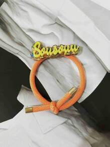 1pc Custom Acrylic Name Hair Rope, Four Styles To Choose From, Sweet Women's Hair Accessories, Hair Styling Accessories Adjustable Bow Ponytail Clip With Elastic Band, Suitable For Women, Perfect For Daily Surprise Gifts