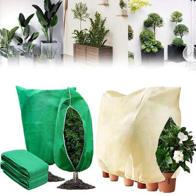 1/2 Packs Large Multipurpose Winter Plant Cover Heavy Duty Plant Cloth Blankets Tree Freeze Protection Drawstring Bag With Zipper For Shrub Bush Fruit Outdoor Garden Yard
