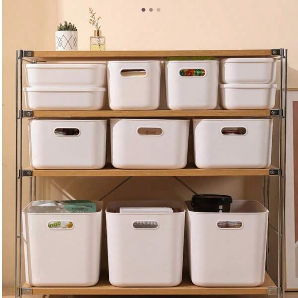 1pc White Storage Box, Bathroom/Bedroom Organizer Box For Cosmetics, Toys, Dust-Proof Container, Desk Organizer