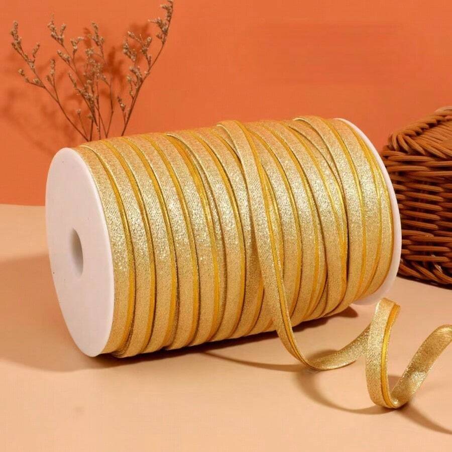 3 mètres/5 m de ruban de reliure non extensible en or et argent pailleté, 1 yard de largeur, résistant à la chaleur, pour vêtements, rideaux, literie, sacs, nappes, bordure de couture