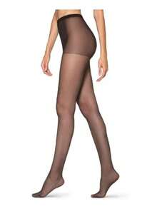 Women's 15 Thread Classic Thin Loba Lupo Pantyhose 05760-001 - Black - View 3