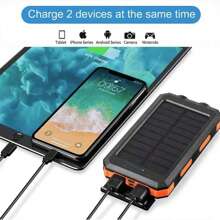 Solarbetrieben - Schnellladung USB-C Ausgang, wasserdicht, Dual-LED-Taschenlampe - Tragbares Solarladegerät für iOS, Android, Outdoor-Camping-Abenteuer, Thanksgiving, Weihnachtsgeschenk (Das Produkt selbst hat Spannungs- und mAh-Markierungen, und die Markierungen können aufgrund unterschiedlicher Chargen leicht variieren. Die Farben von Kompass und Datenkabel sind zufällig, mit ein oder zwei Ladeports, die zufällig verschickt werden)
