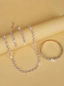3pcs Set Middle Eastern Jewelry Wave Water Design Necklace, Versatile Dress Accessory For Women