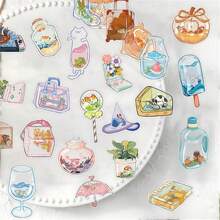 50 Pezzi Adesivi In Vetro Trasparenti, Adesivi A Tema Carino E Cartoonesco, Impermeabili Nello Stile INS, Ideali Per Artigianato Fai-Da-Te, Album Fotografici, Computer, Bottiglie D'acqua E Decorazioni Per Libri, Forniture Scolastiche, Rientro A Scuola
