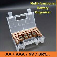 1 pezzo Scatola portabatterie ad alta capacità, adatta per scomparti per batterie AA/Batteria da 9V/Batteria AAA e per varie dimensioni di batterie, organizer per batterie, scomparti multifunzione per batterie, scatola di stoccaggio in plastica, scatola organizer trasparente, adatta per giocattoli domestici/stoccaggio batterie per telecomandi