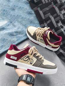 Giày thể thao cổ thấp thường ngày đa năng cho nam 2025, giày hiệu Burgundy thiết kế nguyên bản, phù hợp với thanh thiếu niên và trang phục thường ngày (dây giày theo kiểu ngẫu nhiên) - Màu Đỏ Sâu - Xem 5