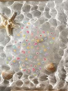 限量版夏季 3D 贝壳和海星美甲贴纸 - 和服搭配海滩度假 DIY 自粘式日本节日 - 彩色 - 查看 10