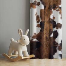 2pcs Modern Faux Leather Curtain Panel, Black & White Cowhide Texture, Lightweight 100% Polyester, Contemporary Farmhouse Style, Light Filtering Privacy, Machine Washable, Suitable For Living Room, Bedroom, Kitchen, Bathroom, Balcony - Multicolor - View 3