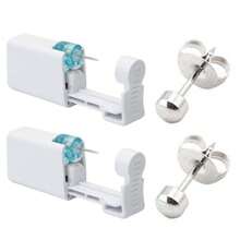 2 pezzi Kit per foratura orecchie fai da te con orecchini incorporati - Set di strumenti per foratura orecchie usa e getta