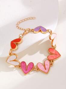 1pc Colorful Heart-Shaped Bracelet For Women, Fashionable & Cute, Ideal Gift For Girlfriend, Best Friend, Suitable For Daily Wear, Party, Festival