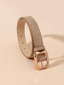 1pc Women's Square Buckle PU Leather Look Vintage Dress Belt, Matching For Jeans, Pants, Dresses, Versatile Accessory - Gold Square Buckle Belt - View 15