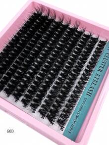 5 caixas de cílios postiços combinados 60D + 80D + 100D + 120D + 160D, pretos, fofos e segmentados, 12-20 mm, comprimento misto, curvatura em D, faça você mesmo, maquiagem diária