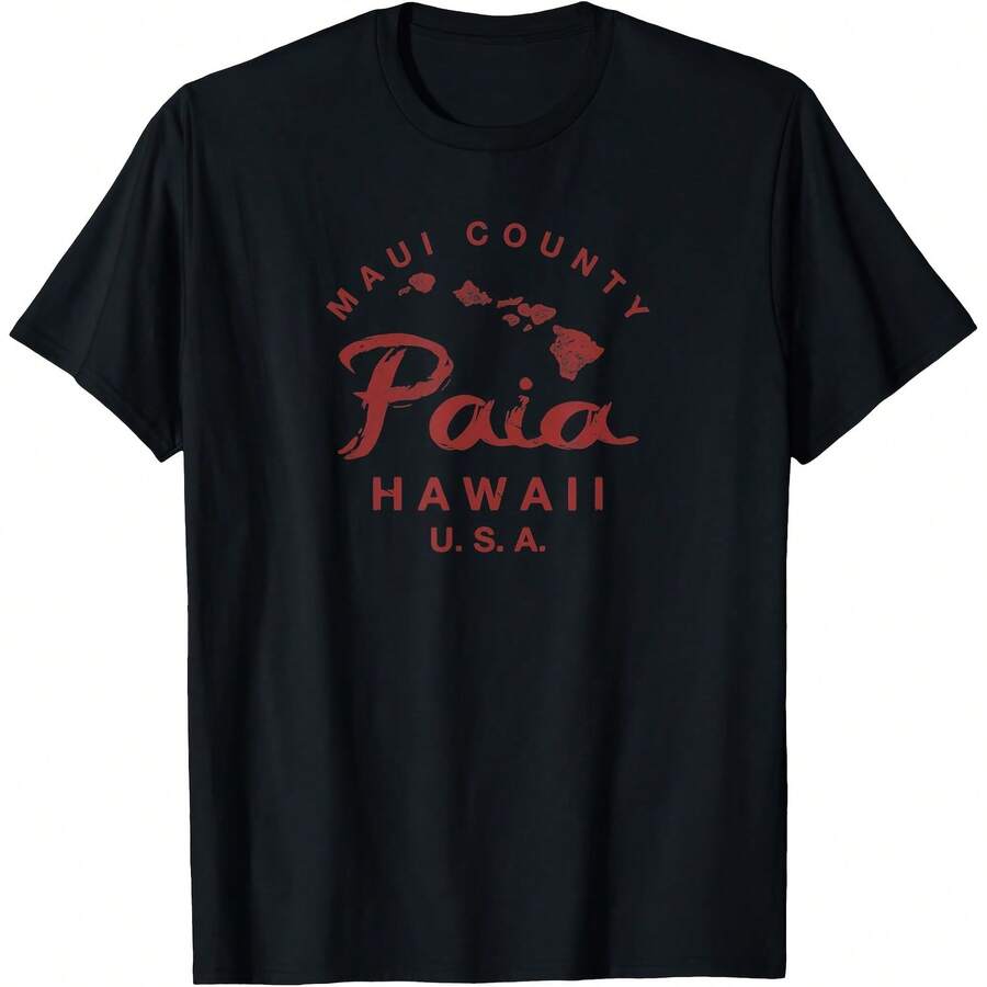 Camiseta vintage hawaiana de las islas de Maui Paia, Hawái - Negro - Ver 1