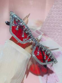 1 件/2 套 - 休闲、可爱、优雅、性感、复古、波西米亚、复古、派对 PC（聚碳酸酯）女士时尚眼镜，带水钻装饰，适合派对、海滩、所有季节 - 亮閃閃水鑽流蘇 - 查看 25