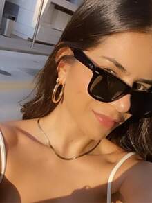 2 chiếc khuyên tai tròn vàng dày cho nữ, khuyên tai tròn dày, khuyên tai tròn vàng không gây dị ứng cho nữ - Vàng mạ 18 kara - Xem 4