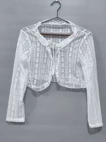 1pc Summer Women Sunscreen Cardigan Ruffle Design Sunscreen Clothing Slim Korean Style Long Sleeve Short Coat