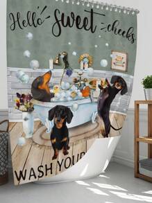 1pc/4pcs Funny Dogs Dachshund Shower Curtain Set Including Shower Curtain With 12 Plastic Hooks, Bathroom Non-Slip Mat, Toilet U-Shaped Mat, Cover Mat Vintage Animal Pets Cute Hilarious Modern Home Decor Bathroom Accessories Back To School