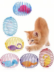 1pc Cat Spring Balls Stretchable Springs Toys Interactive Rolling Balls Colorful Playful Coils Spring Action Toy Caged Rats For Kitten Cat Pet Supplies Indoor - View 11