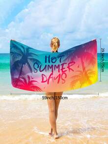1pc Ultra-Fine Fiber Large Beach Towel, Summer Elements, Coconut Tree Color Gradient Beach Towel, Beach, Summer, Vacation, Quick Drying Bath Towel, Absorbent Bath Towel, Suitable For Swimming, Travel, Summer, Sports, Bathroom, Swimming Pool, Yoga, Camping, Ultra-Fine Fiber Multifunctional Beach Towel, Beach Essentials, Beach Accessories, Pool Float - Multicolor - View 13