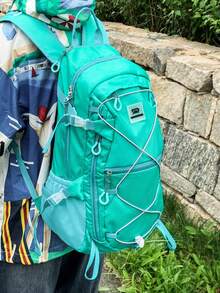 Unisex Lightweight Outdoor Mountaineering Backpack, Fashion Contrast Color Multi-Pocket Zipper Student Schoolbag, Large Capacity Drawstring Travel Backpack, Outdoor Camping Backpack, Men's Hiking Sports Water-Resistant Travel Bag Back-To-School Season Holiday - Multicolor - View 10