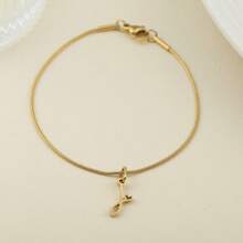 1pc Stainless Steel Fine Round Snake Chain Bracelet For Women, With 26 Alphabet Friendship Bracelet, Elegant Accessory Gift For Graduation, Holiday, All Year Round