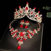1 套新娘 3 件首饰套装：1 个水晶皇冠 + 1 条项链 + 1 对耳环，闪亮水晶设计订婚/婚礼/正式派对首饰 - 彩色 - 查看 9