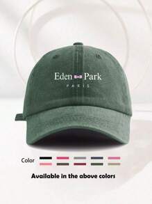 1/2 Casquette de baseball décorative imprimée "Eden Park Paris" unisexe, lavée, casquette de baseball, chapeau de soleil usagé, casquette à bord incurvé, casquette de papa, convenant pour un usage quotidien et les voyages extérieurs