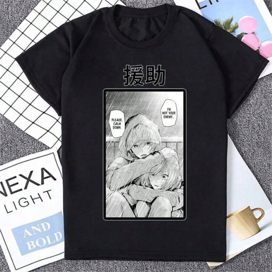 COOL SUMMER Anime T-Shirt Women Oshi No Ko Ai Fashion 2025 Summer Cartoon Short Sleeve Tee Shirt Harajuku Cute Streetwear Y2k Clothes Tops - Black - View 1
