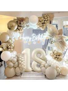 70件套装饰套装，适合30岁生日，男女通用；米色和金色18岁生日，象牙色和金色气球生日装饰，适用于房间装饰、派对主题摄影，也可作为圣诞节道具使用。 - 彩色 - 查看 7