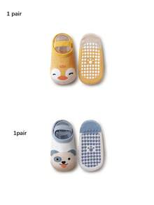 3 Pairs Toddler Boys/Girls Anti-Slip Grip Socks, Cute Animal Head Tie Strap Boat Socks, Suitable For All Seasons