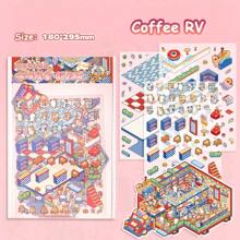 Big Plus Size Sweet Cute 3D Cartoon Sticker Scenes, DIY House Stickers For Water Park, Spring Restaurant, Bath Centre, Coffee RV, Garden Stroll, 3D Miniature Scene Stickers For Adult Kids Relief Stress Pass The Time
